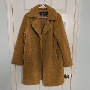 Mark + Jon Women's Camel Teddy Coat with Classic Collar